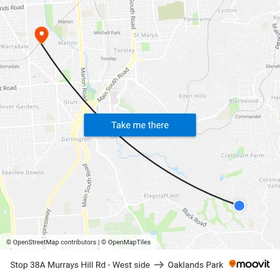 Stop 38A Murrays Hill Rd - West side to Oaklands Park map