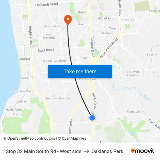 Stop 32 Main South Rd - West side to Oaklands Park map