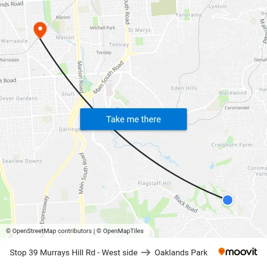 Stop 39 Murrays Hill Rd - West side to Oaklands Park map