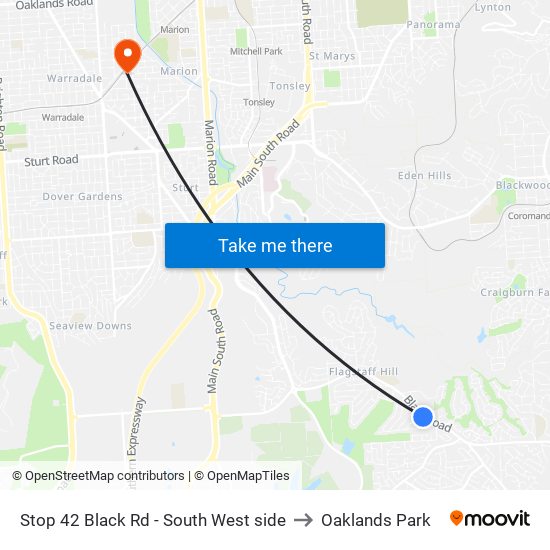 Stop 42 Black Rd - South West side to Oaklands Park map