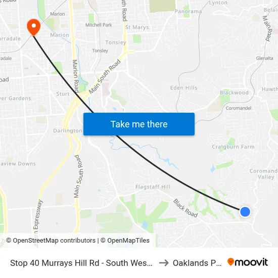 Stop 40 Murrays Hill Rd - South West side to Oaklands Park map
