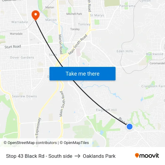 Stop 43 Black Rd - South side to Oaklands Park map