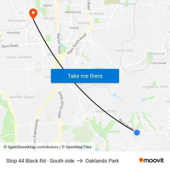 Stop 44 Black Rd - South side to Oaklands Park map
