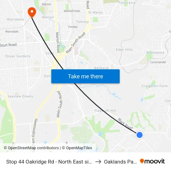 Stop 44 Oakridge Rd - North East side to Oaklands Park map