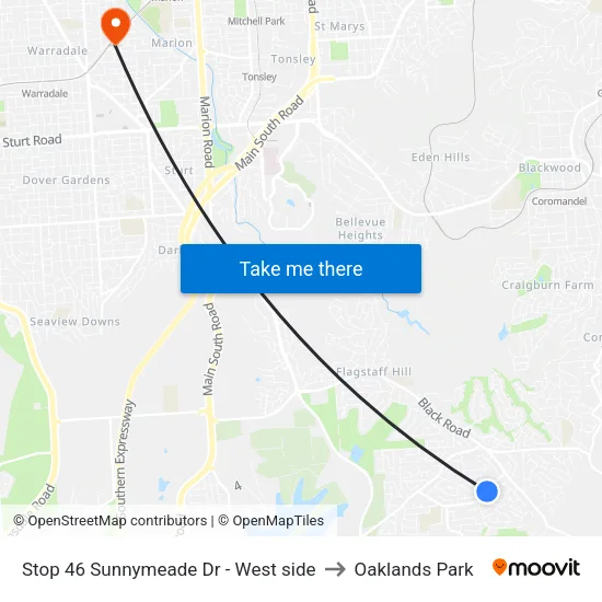 Stop 46 Sunnymeade Dr - West side to Oaklands Park map