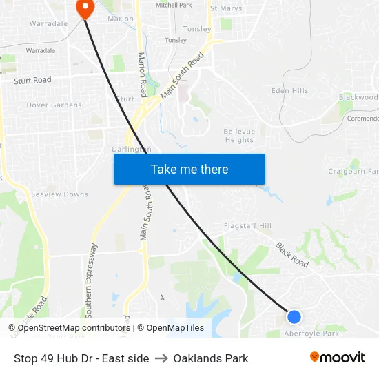Stop 49 Hub Dr - East side to Oaklands Park map