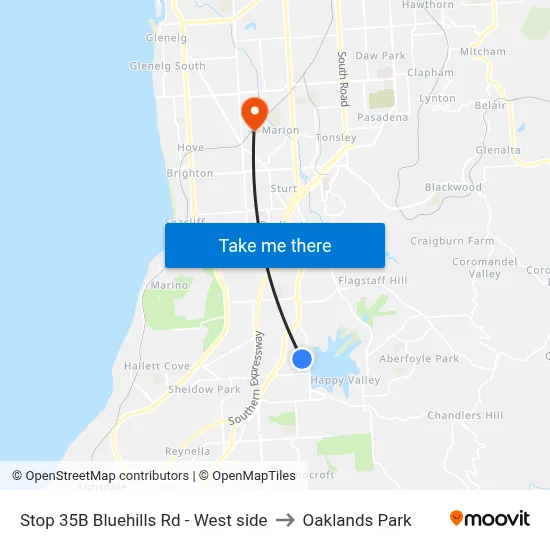 Stop 35B Bluehills Rd - West side to Oaklands Park map