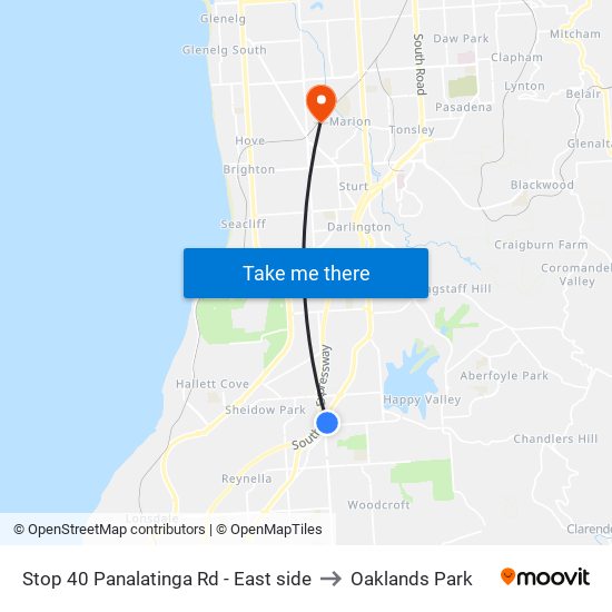 Stop 40 Panalatinga Rd - East side to Oaklands Park map