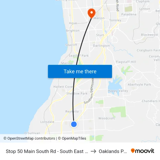 Stop 50 Main South Rd - South East side to Oaklands Park map