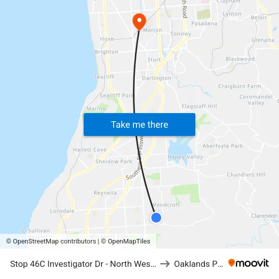 Stop 46C Investigator Dr - North West side to Oaklands Park map