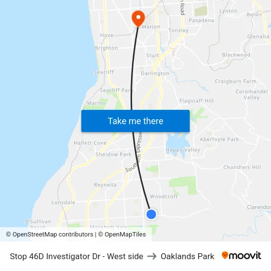 Stop 46D Investigator Dr - West side to Oaklands Park map