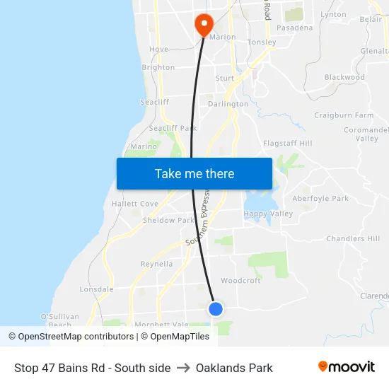 Stop 47 Bains Rd - South side to Oaklands Park map