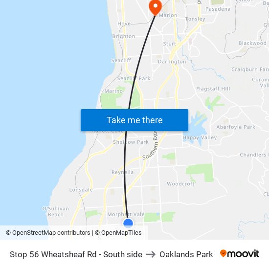 Stop 56 Wheatsheaf Rd - South side to Oaklands Park map