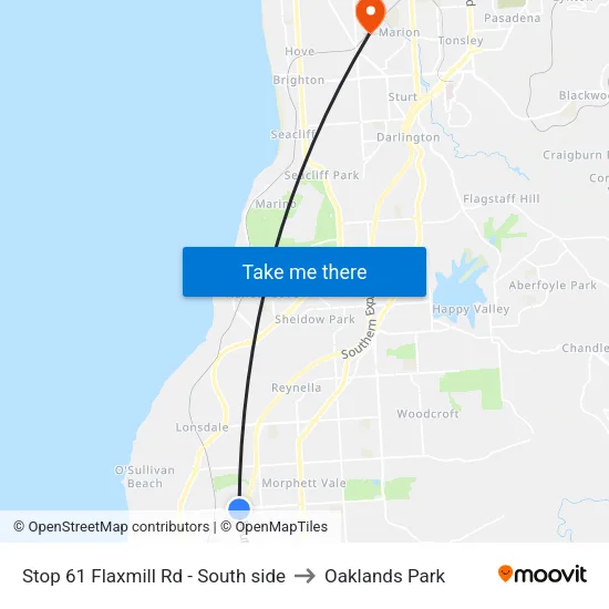 Stop 61 Flaxmill Rd - South side to Oaklands Park map