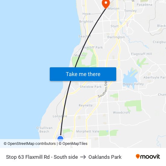 Stop 63 Flaxmill Rd - South side to Oaklands Park map