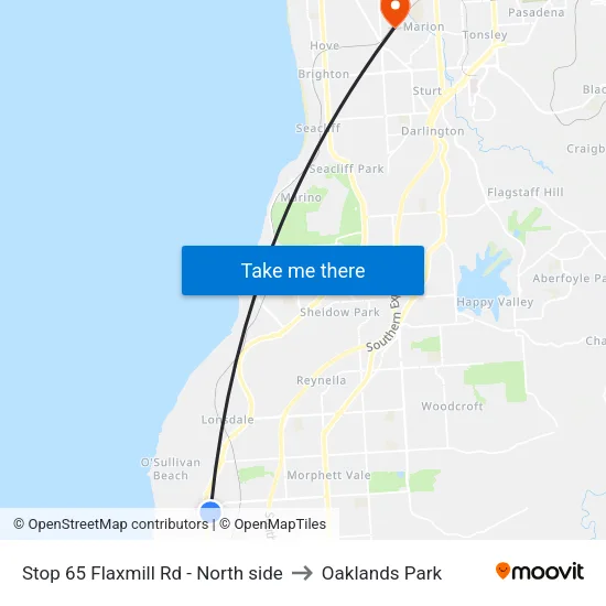 Stop 65 Flaxmill Rd - North side to Oaklands Park map