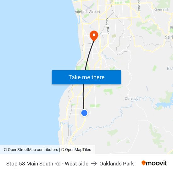 Stop 58 Main South Rd - West side to Oaklands Park map