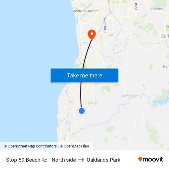 Stop 59 Beach Rd - North side to Oaklands Park map