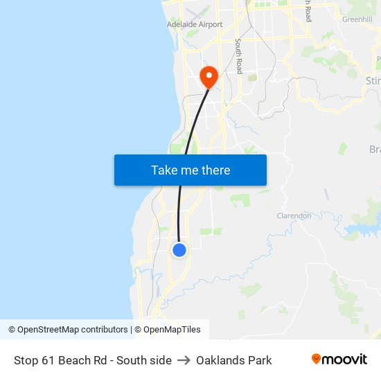 Stop 61 Beach Rd - South side to Oaklands Park map