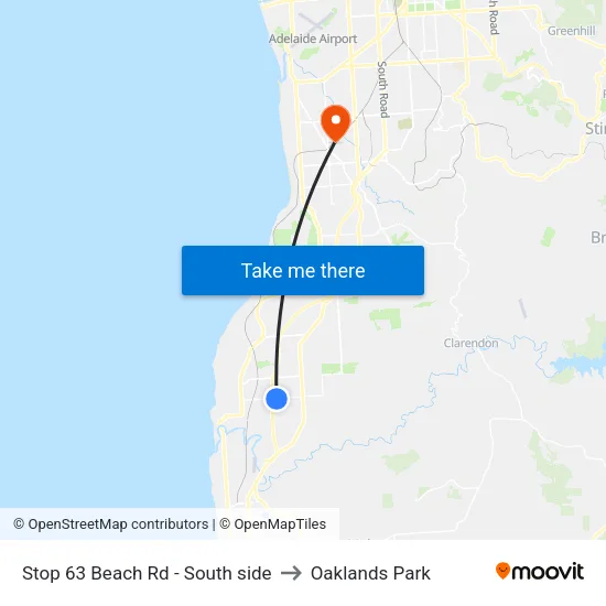 Stop 63 Beach Rd - South side to Oaklands Park map