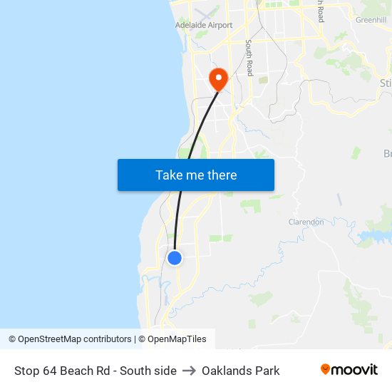 Stop 64 Beach Rd - South side to Oaklands Park map