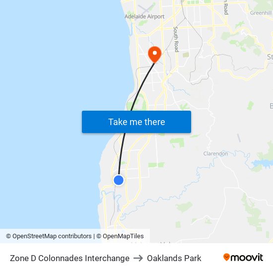 Zone D Colonnades Interchange to Oaklands Park map