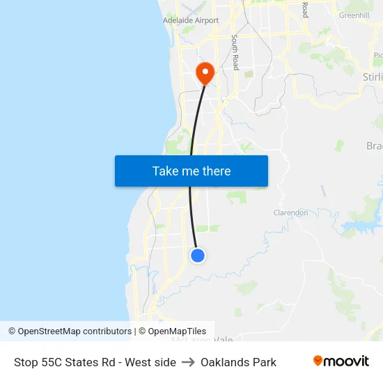 Stop 55C States Rd - West side to Oaklands Park map