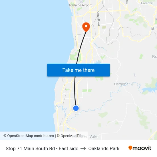 Stop 71 Main South Rd - East side to Oaklands Park map