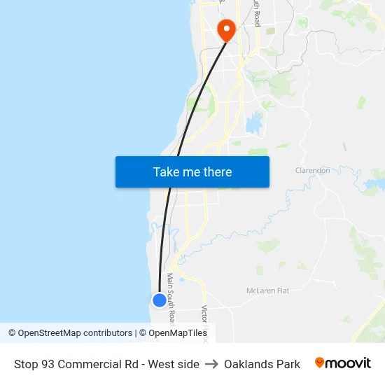 Stop 93 Commercial Rd - West side to Oaklands Park map