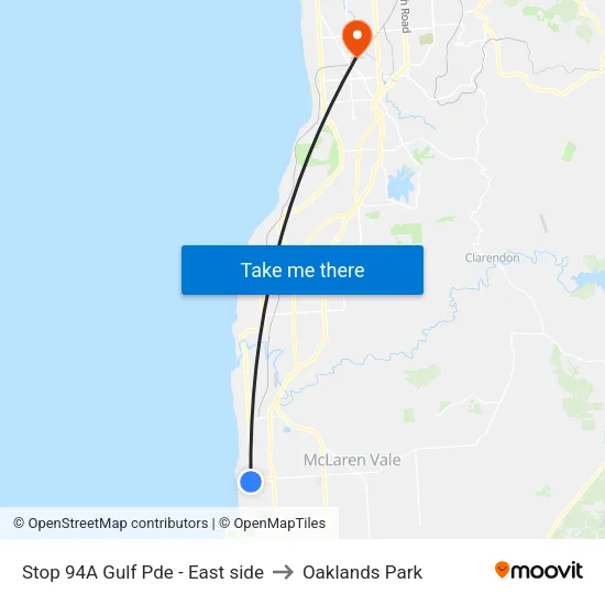Stop 94A Gulf Pde - East side to Oaklands Park map