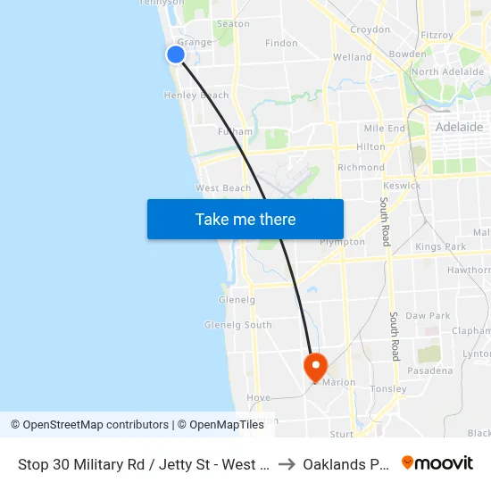 Stop 30 Military Rd / Jetty St - West side to Oaklands Park map