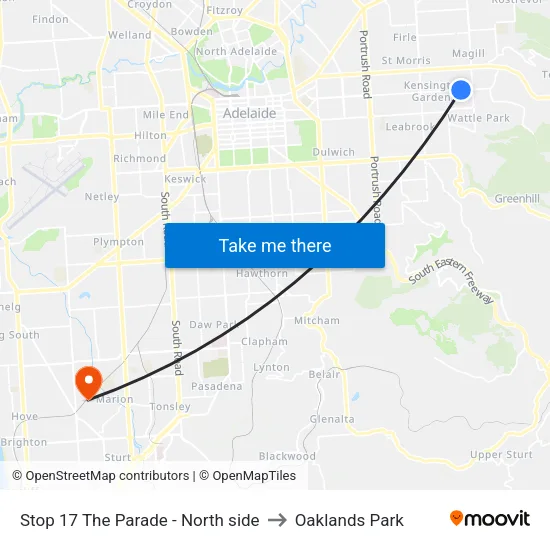 Stop 17 The Parade - North side to Oaklands Park map