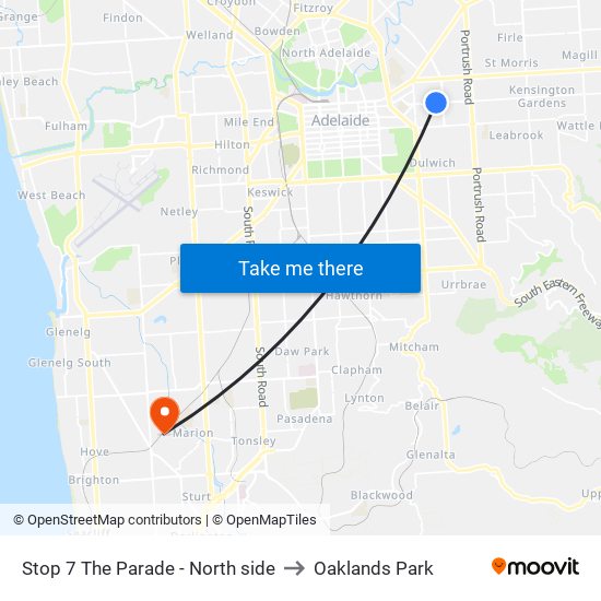 Stop 7 The Parade - North side to Oaklands Park map