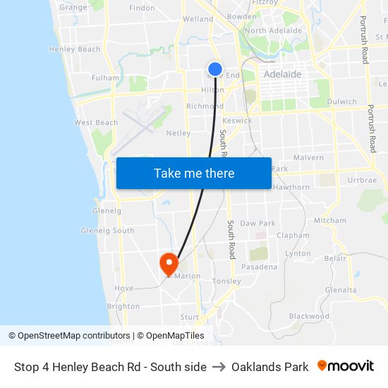 Stop 4 Henley Beach Rd - South side to Oaklands Park map