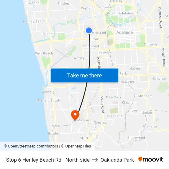 Stop 6 Henley Beach Rd - North side to Oaklands Park map