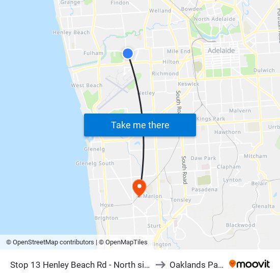 Stop 13 Henley Beach Rd - North side to Oaklands Park map