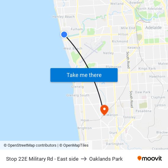 Stop 22E Military Rd - East side to Oaklands Park map