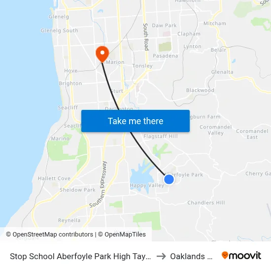 Stop School Aberfoyle Park High Taylors Rd to Oaklands Park map