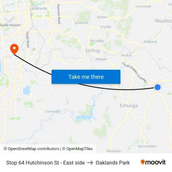 Stop 64 Hutchinson St - East side to Oaklands Park map