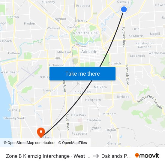 Zone B Klemzig Interchange - West side to Oaklands Park map