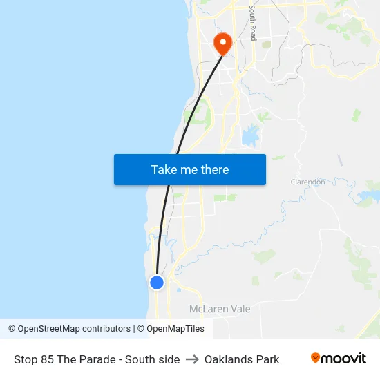 Stop 85 The Parade - South side to Oaklands Park map