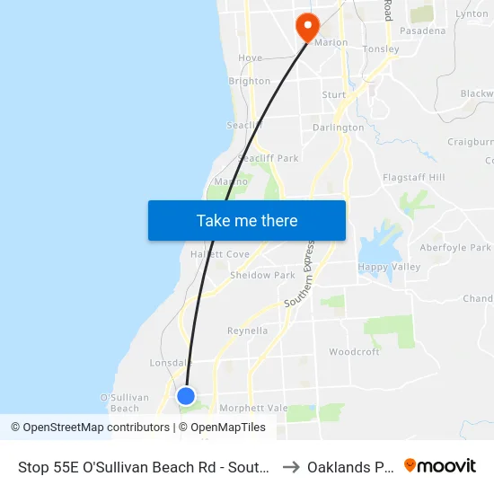 Stop 55E O'Sullivan Beach Rd - South side to Oaklands Park map