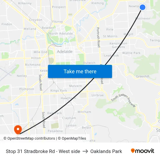 Stop 31 Stradbroke Rd - West side to Oaklands Park map