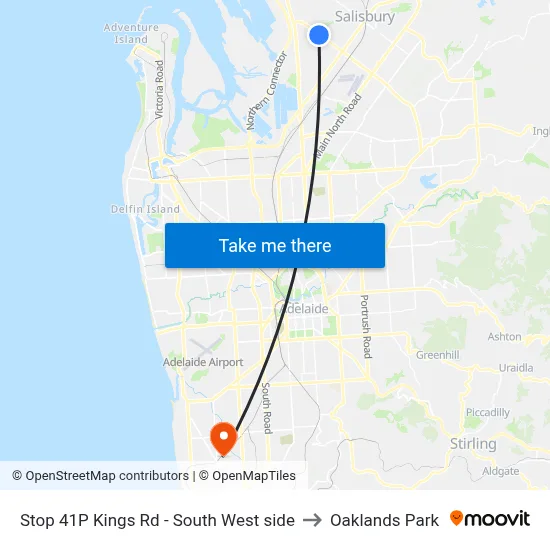 Stop 41P Kings Rd - South West side to Oaklands Park map