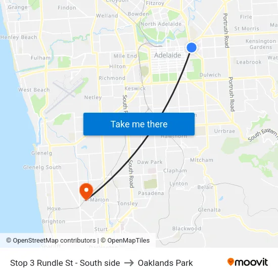 Stop 3 Rundle St - South side to Oaklands Park map