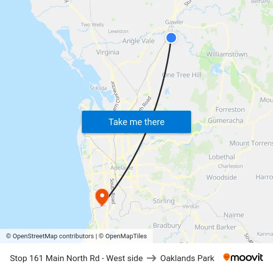 Stop 161 Main North Rd - West side to Oaklands Park map