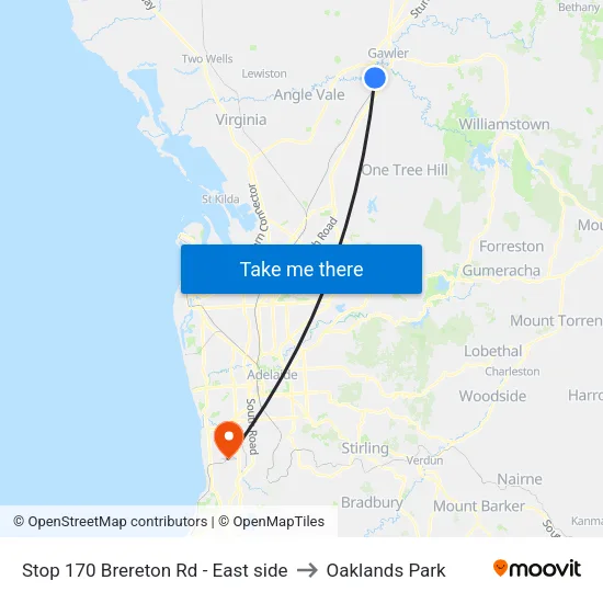 Stop 170 Brereton Rd - East side to Oaklands Park map