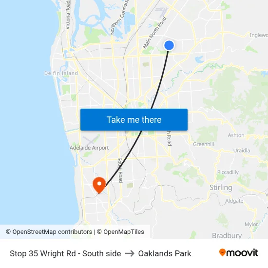 Stop 35 Wright Rd - South side to Oaklands Park map