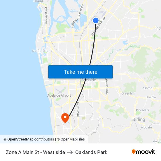 Zone A Main St - West side to Oaklands Park map