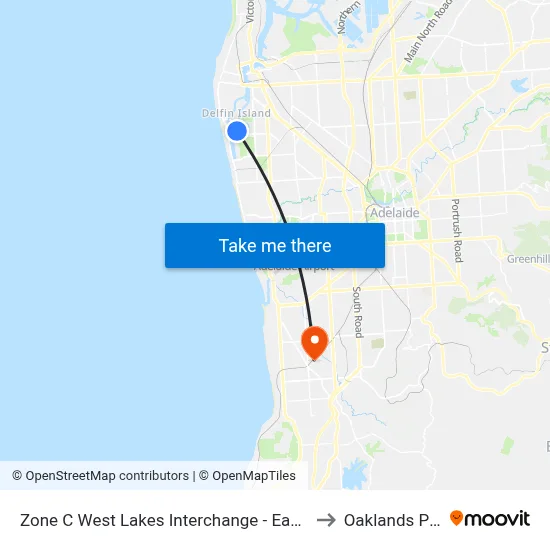Zone C West Lakes Interchange - East side to Oaklands Park map
